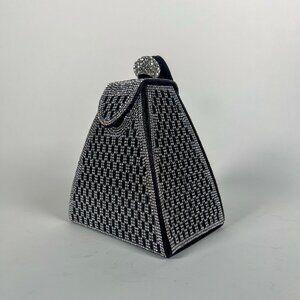 Verano Hill Crystal Pyramid Handbag – Black Rhinestone Purse